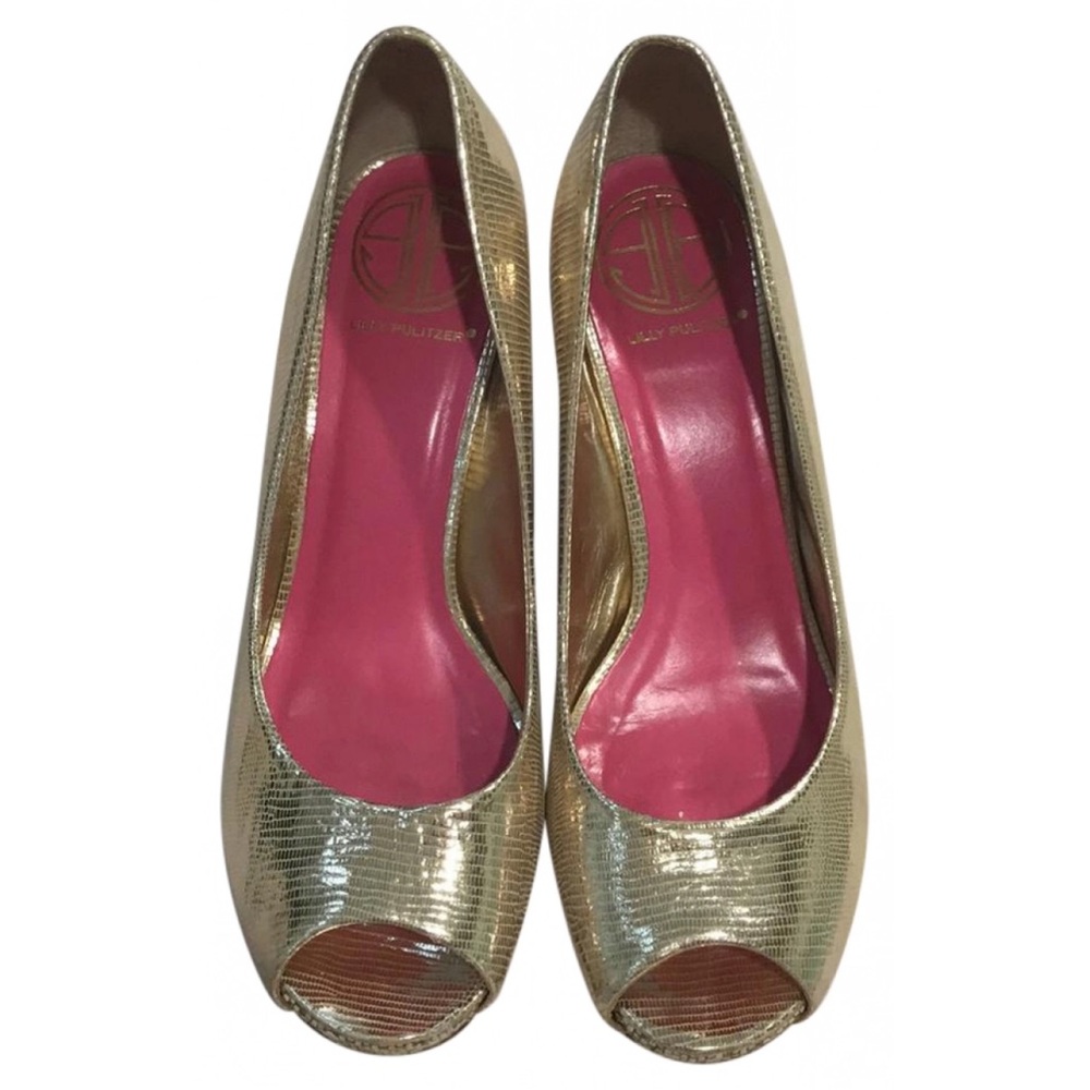 Lilly Pulitzer Gold Peep-Toe Heels